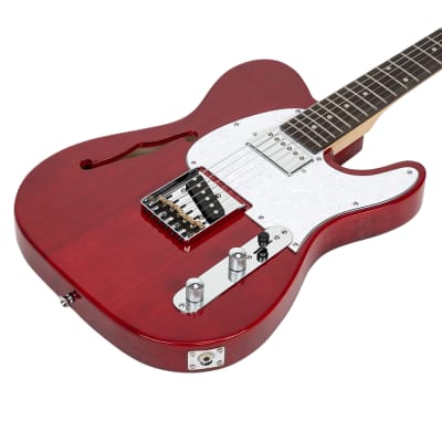 Glarry GTL Semi-Hollow Electric Guitar F Hole HS Pickups Transparent Wine Red image 4