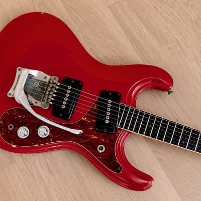 1970s Mosrite Ventures Model Vintage Guitar Strawberry Red w/ Case, Firstman Japan image 9