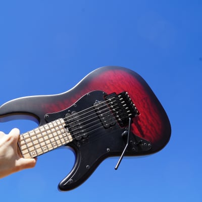 Schecter DIAMOND SERIES Miles Dimitri Baker SVSS-7 FR - Crimson Red Burst Satin Left Handed 7-String Electric Guitar (2023) image 8
