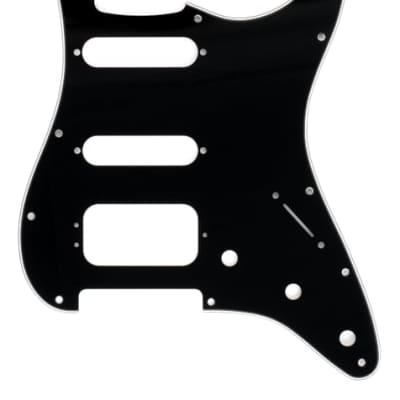Fender Pickguard Stratocaster  H/S/S 11-Hole Mount (3-Screw Mount HB) Black 3-Ply image 1