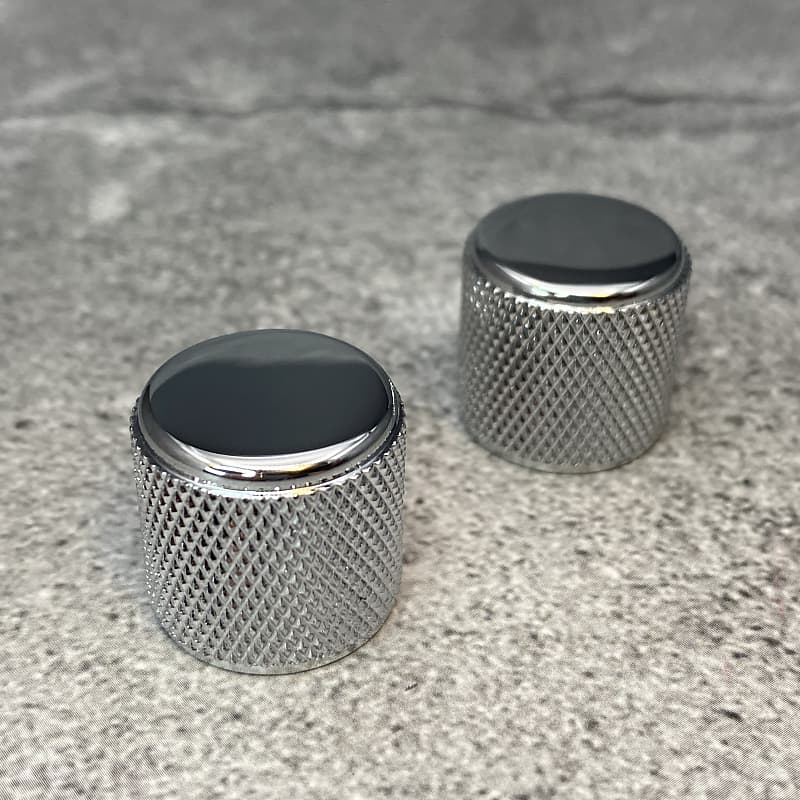 2x Chrome Aluminum Tele Telecaster P Bass Guitar Control Knob Reverb