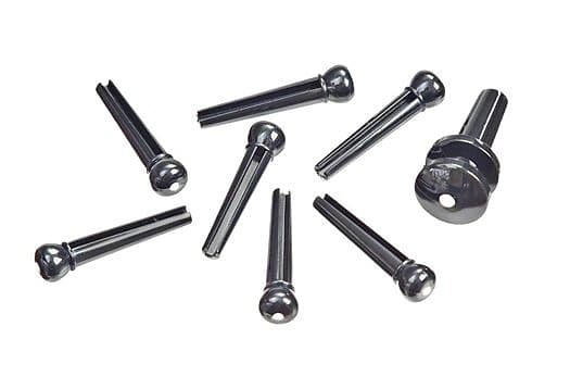 Planet Waves Injected Molded Bridge Pins with End Pin Set, Ebony with Ivory Dot image 1