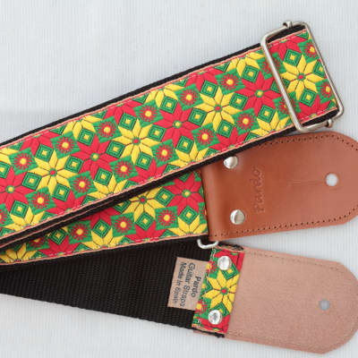 Pardo Guitar Strap Yellow Star Hippie 2'5 Inches Wide For Guitar & Bass Ethnic Retro image 3