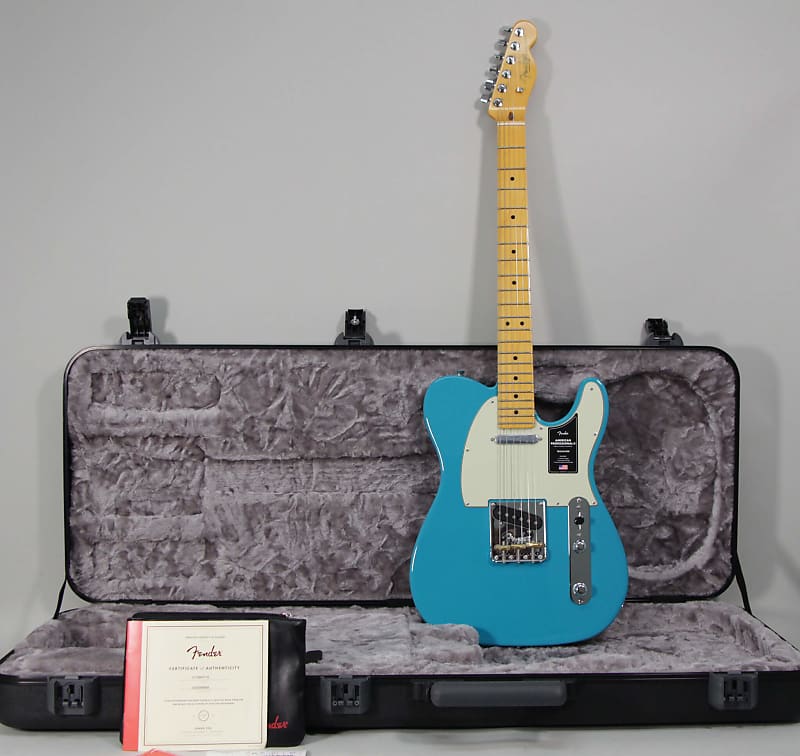 2022 Fender American Pro II Telecaster Miami Blue Electric Guitar w/OHSC image 1