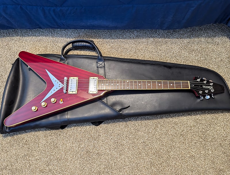 Hamer 2000s Vector Flying V XT Gloss Cherry Guitar w/Gig Bag