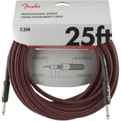 Fender Professional Instrument Cable, 7.6m/25ft, Red Tweed for sale