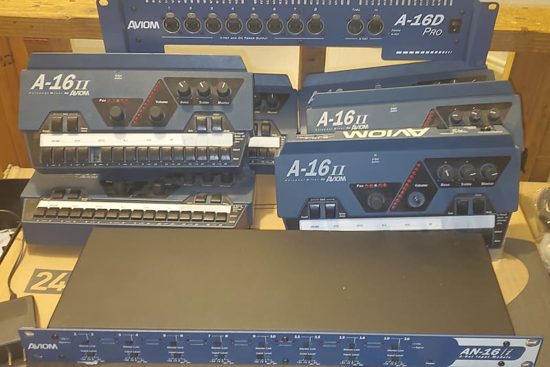 Aviom A16 II all components Personal Mixer 2000s Blue Reverb