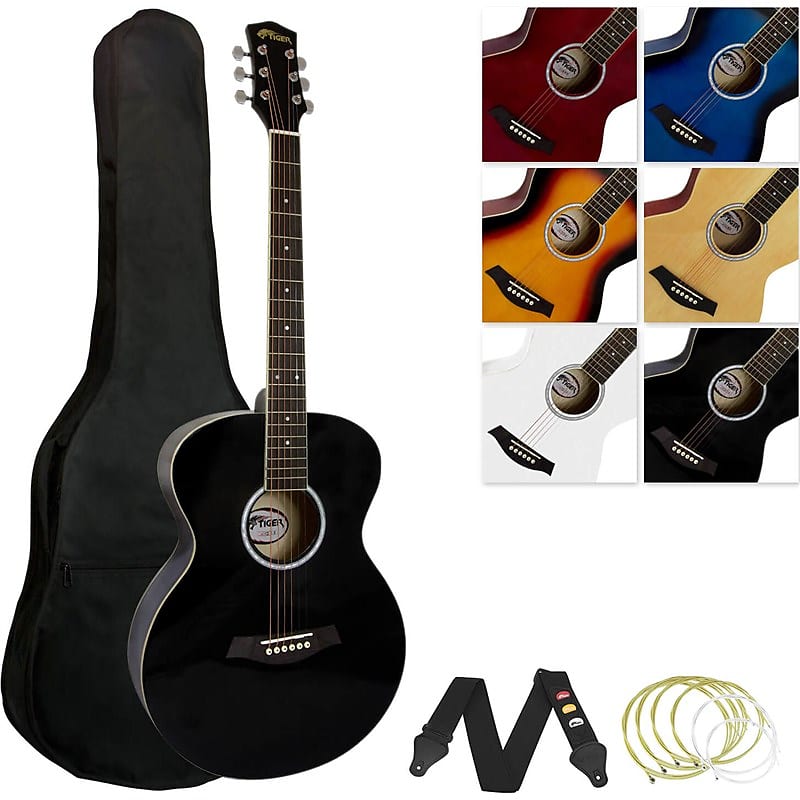 Tiger ACG2 Acoustic Guitar Pack for Beginners, Black image 1