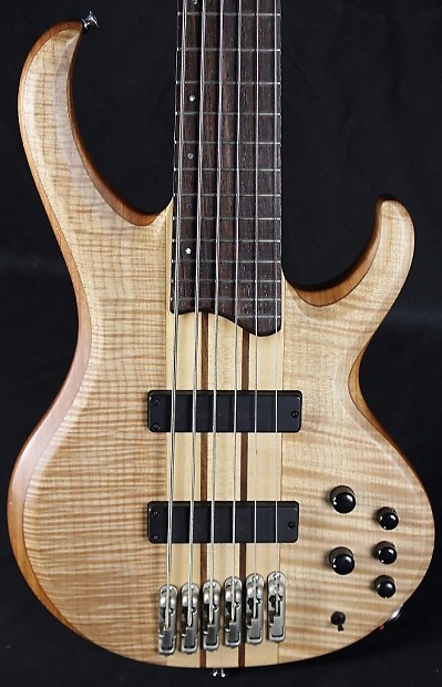 Ibanez BTB 1306 E BTB 6 String Prestige Flame Top Electric Bass Guitar w Case 2007 Natural