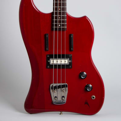 Guild  Jet Star Solid Body Electric Bass Guitar (1966), ser. #SD-179, original grey hard shell case. image 3