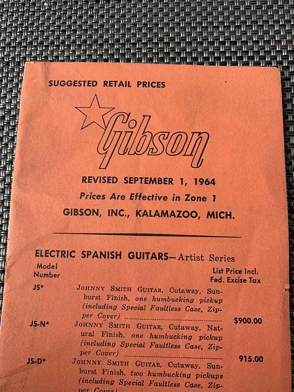 Gibson Price list 1964 electric, acoustic guitars. Rare Reverb