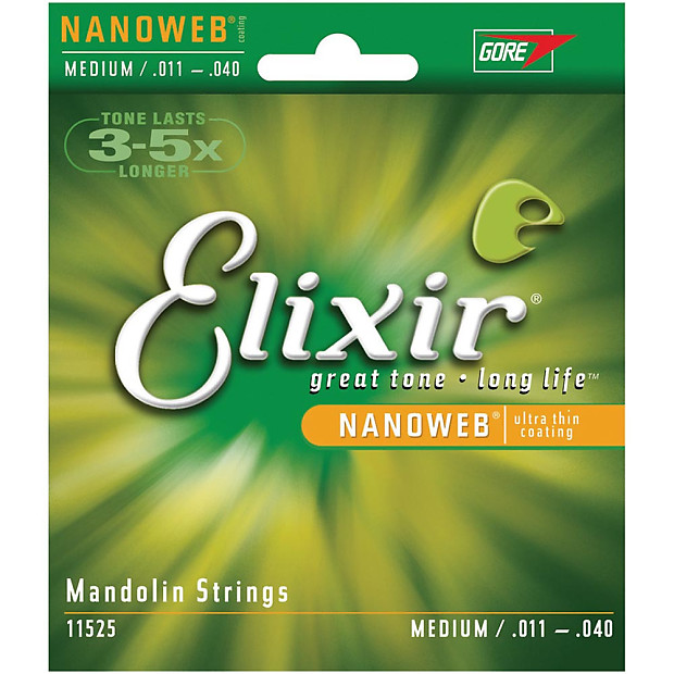 Elixir 11525 Nanoweb 80/20 Bronze Mandolin Strings - Medium (11-40) image 1