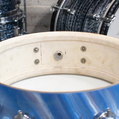 1960s Camco 5x14 Oaklawn Blue Satin Flame Snare Drum image 10