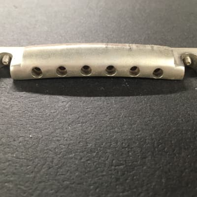 Gibson Vintage 1950's Les Paul Nickel Wrap Tailpiece Factory Original  Part with Mounting Studs. image 4