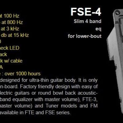 ARTEC FSE-4 Slim Acoustic Guitar 4 Band Equalizer EQ Preamp, SF-607 Piezo Pickup image 2