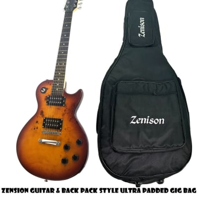 Zenison 6 String ELECTRIC GUITAR Exotic BURLWOOD with THICK Padded GIG BAG image 1