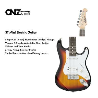 CNZ Audio ST Mini Electric Guitar - Rosewood Fingerboard, Maple Neck, Sunburst image 9