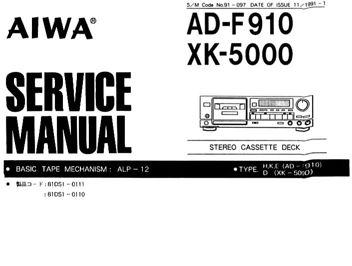 AIWA XK-5000/ AD-F910 SERVICE-Anleitung-MANUAL-Guide~(english)~~portofrei als Download image 1