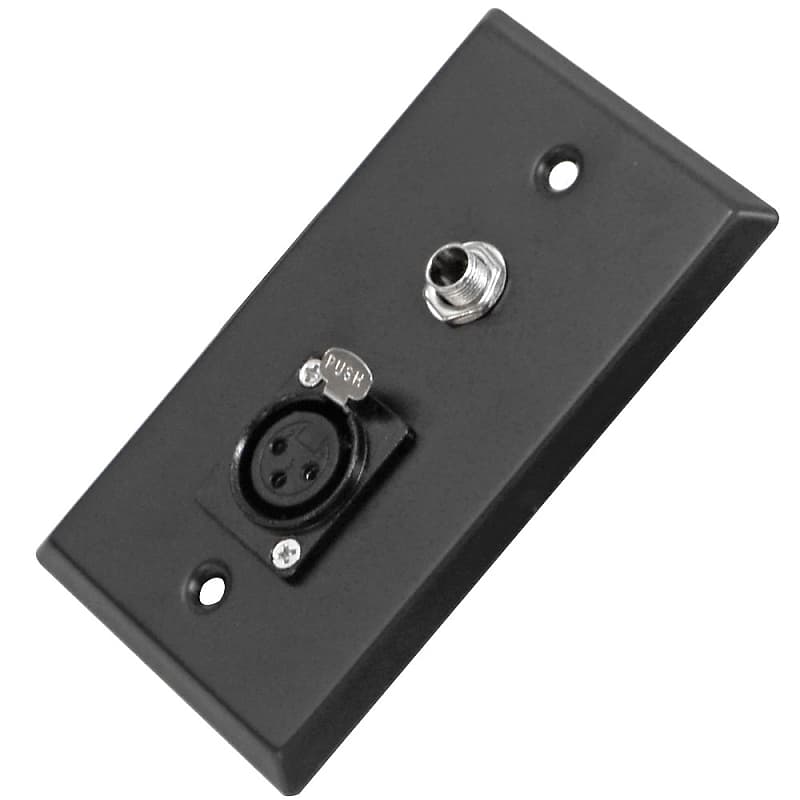 Black Stainless Steel Wall Plate - One 1/4" TS Mono Jack and One XLR Female image 1