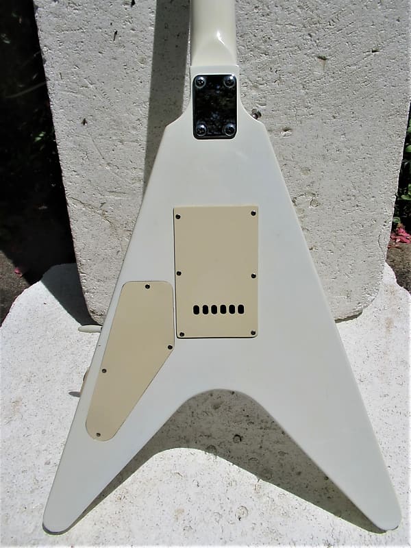 Cort V Guitar, 1980's, White, Wang Bar, Binding, Powerful