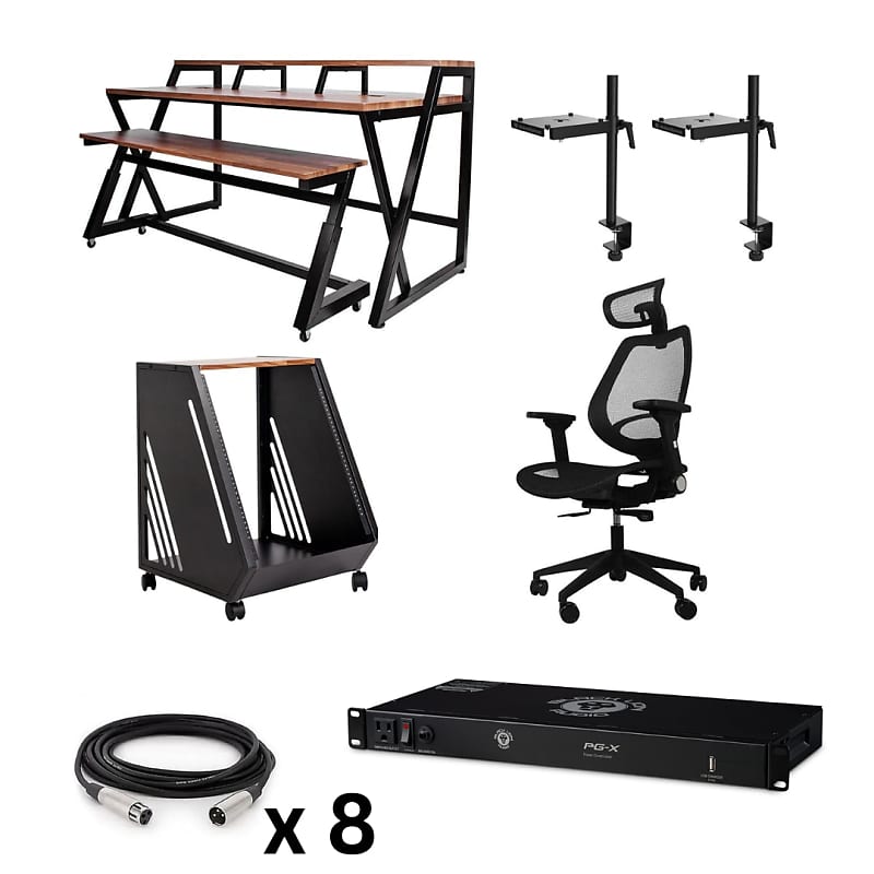 New Wavebone Studio Furniture Bundle - Headquarter Desk, Fin Rack, Voyager II Chair, Free Cables & P image 1