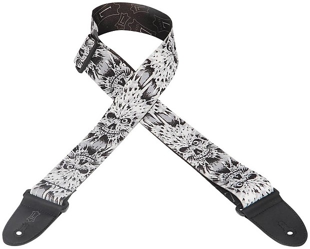 Levy's MP-16 2" Polyester Guitar/Bass Strap - Electric Skulls - Black/White image 1