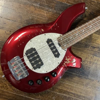 2004 Ernie Ball Music Man Bongo 4 HS Electric Bass Candy Red Active Pickups w/ OHSC image 2