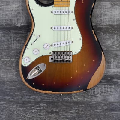 AIO S3 Left Handed Electric Guitar - Relic 3-Tone Sunburst (Maple Fingerboard) image 2