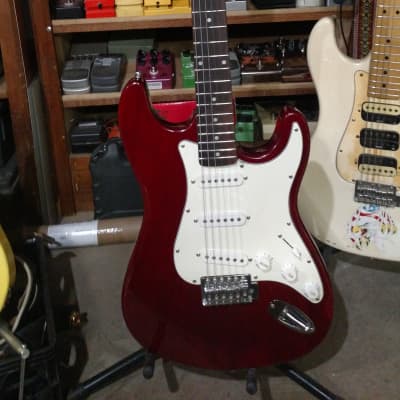 Glenn Burton Strat Type Double Cut See Through Red Guitar With New Fret Work. image 3