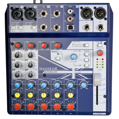 Soundcraft Notepad-8FX 8-Channel Podcast Mixer Podcasting Interface, USB+Effects image 1