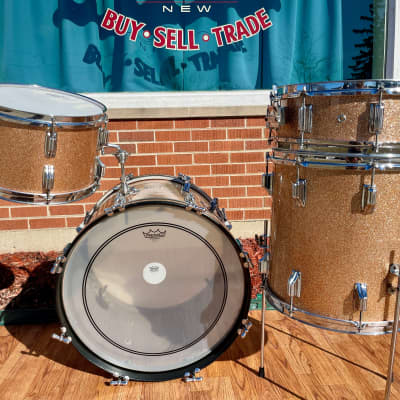 1960s Rogers Holiday Drum Set w/ Snare Pink Champagne Pearl Sparkle 20/12/14/5x14 image 6