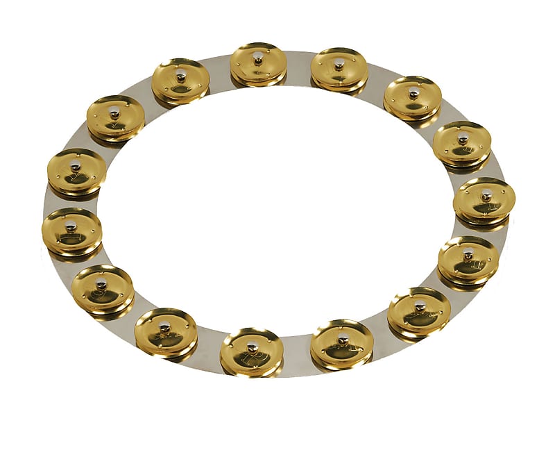 Latin Percussion 14" Tambo-Ring - Stainless Steel with Brass Jingles image 1