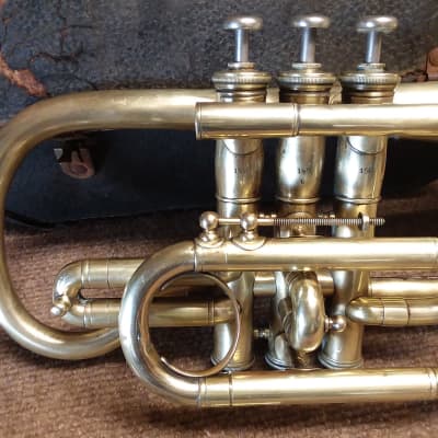 C. Bruno And Son Vintage c1888  Shepherd Crook Raw Brass Cornet In Excellent Playing Condition image 3