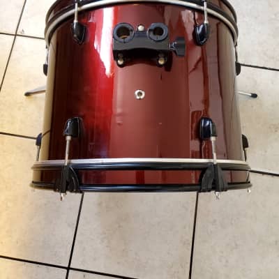 Bass Drum 16x14 Black Hardware Lugs Ebony & Clear Drum Heads Wine Red image 4