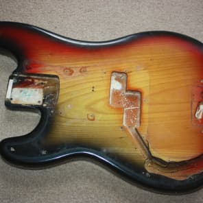 1974 1975 1976 Fender Precision Bass body sunburst lefty left-handed left hand image 1