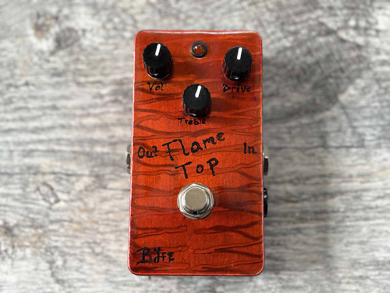 BJFE Flame Top Transparent Overdrive Guitar Effects Pedal Handmade In  Sweden # 88