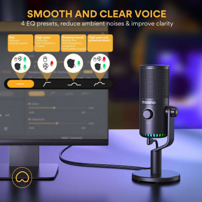 Desktop Microphone Condenser Mic with RGB Gaming Ambient Light for
