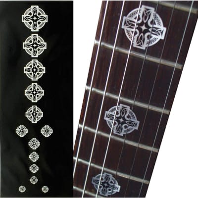 Metallic Celtic Cross Guitar Inlay Sticker for sale