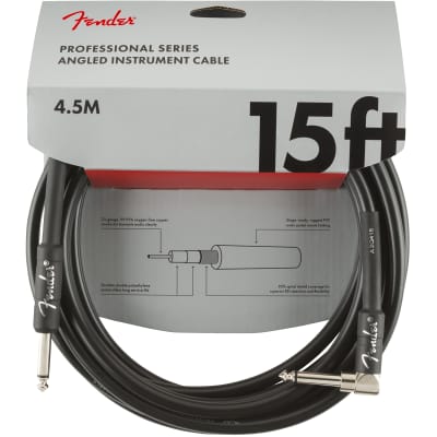 Fender 15' Professional Series Instrument Cable 15ft Straight Angled image 1