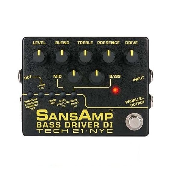 Tech 21 NYC SansAmp Bass Driver DI V2 Pre-amp Stomp Box Direct Box Analog  Active Eq Boosts/Cuts | Reverb