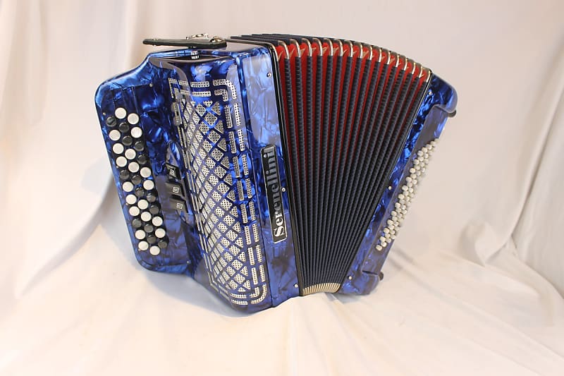 NEW Blue Serenellini 3460 Chromatic Button Accordion B MM 34 | Reverb