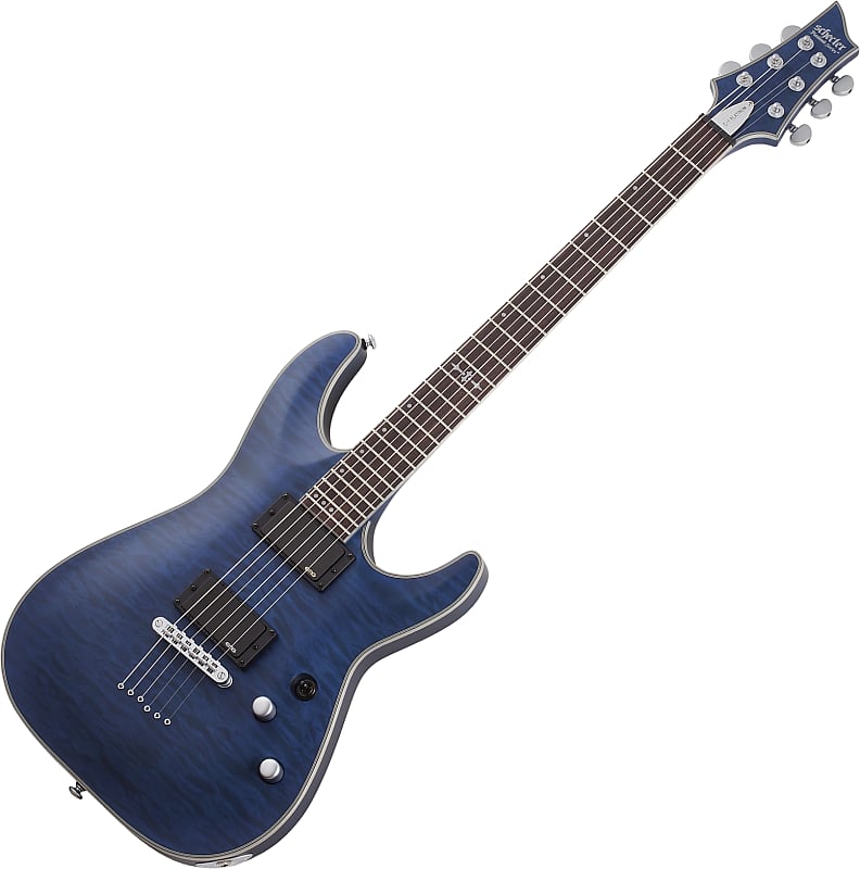 Schecter C-1 Platinum 6 See Thru Midnight Blue | Reverb