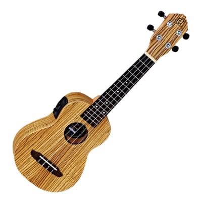 Ortega RFU10ZE Friends Series Soprano Electro Ukulele, Zebrawood