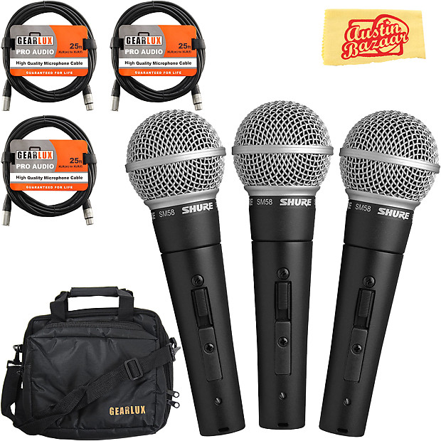 Shure SM58S 2 Pack Bundle Professional Vocal Microphone w/On/Off