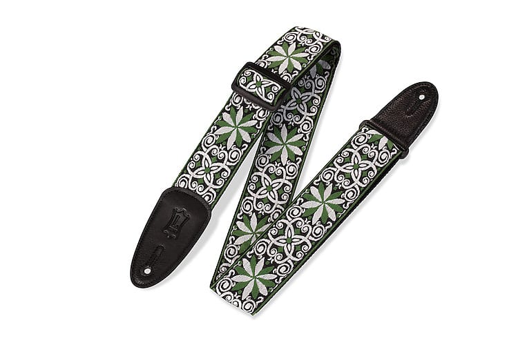 Levy's M8HT-11 2" 60s Hootenanny Jacquard Weave Guitar Strap - Green/Black/White image 1
