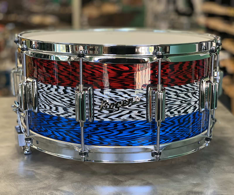 Rogers Dynasonic ‘Patrionyx’ 6.5x14 Snare Drum Red White & Blue Onyx Only  20 Made! 2021