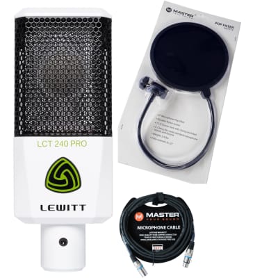 Lewitt Audio LCT 240 PRO Cardioid Studio Condenser Microphone, White w/  Headphones, Cable & Pop Filter