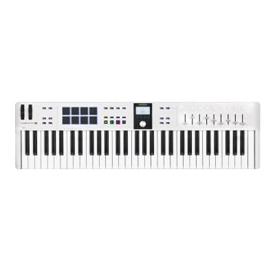 Arturia KeyLab Essential 61 mk3 MIDI Controller with Custom DAW Scripts and 5 User Presets Tailored for FL Studio, Logic Pro, Ableton Live, Cubase, and Bitwig Studio (White)