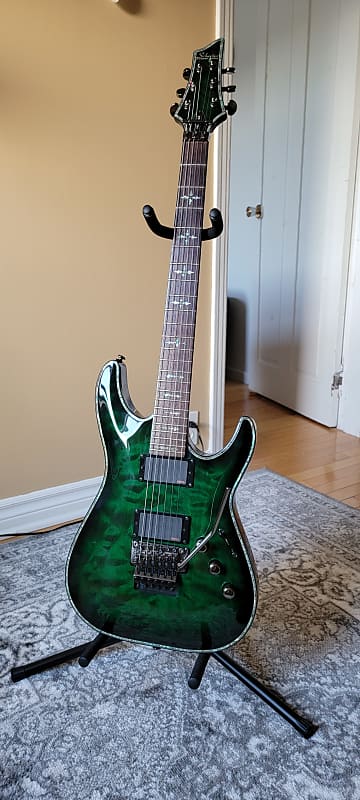 Schecter Hellraiser C-1 FR Special Edition 2013 See Thru Green Burst w/  Schecter Hardshell Case