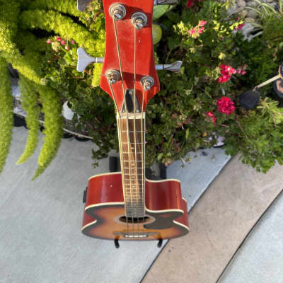 Rare Redburst Sky Electric/Acoustic Bass Guitar image 4